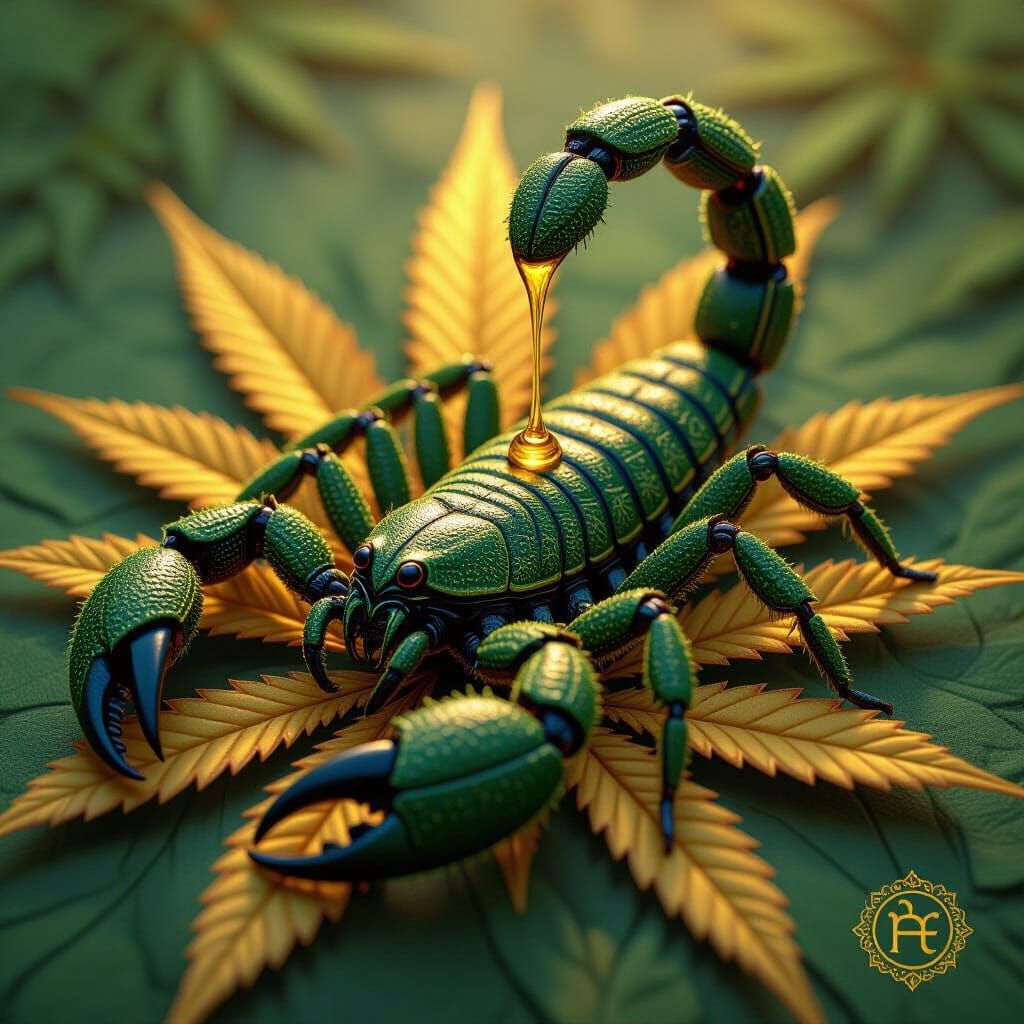 Cannabis Scorpion in Hyperrealistic Style