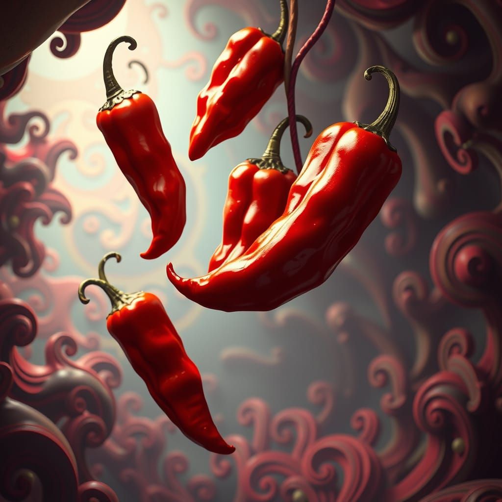 Surreal Chipotle Peppers in a Dreamlike Environment