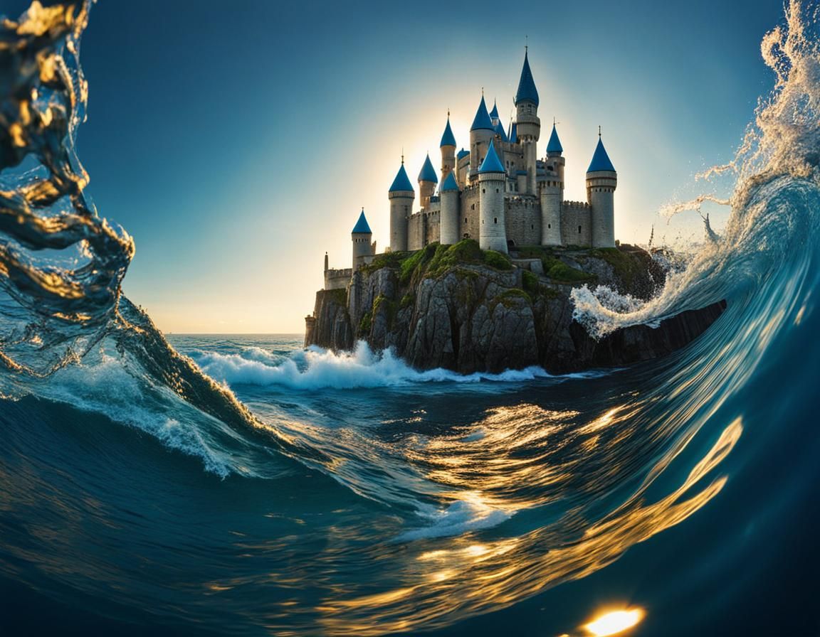 Majestic Ocean Castle: Intricate Titanium Structure