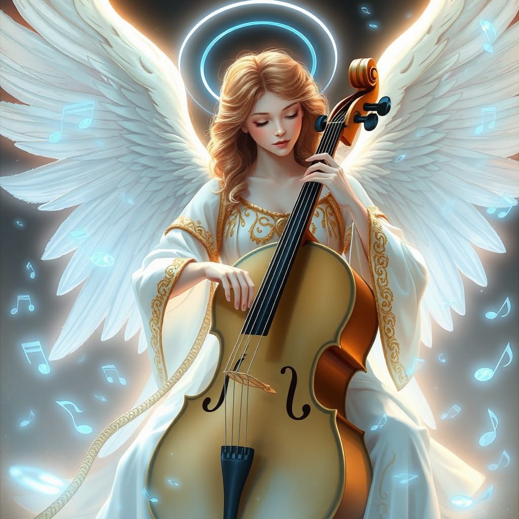 Angelic Cellist in Dreamlike Digital Art