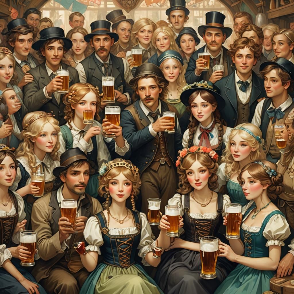 Oktoberfest Celebration Inspired by Alphonse Mucha