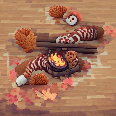 Cozy Cabin Interior with Fireplace and Candles