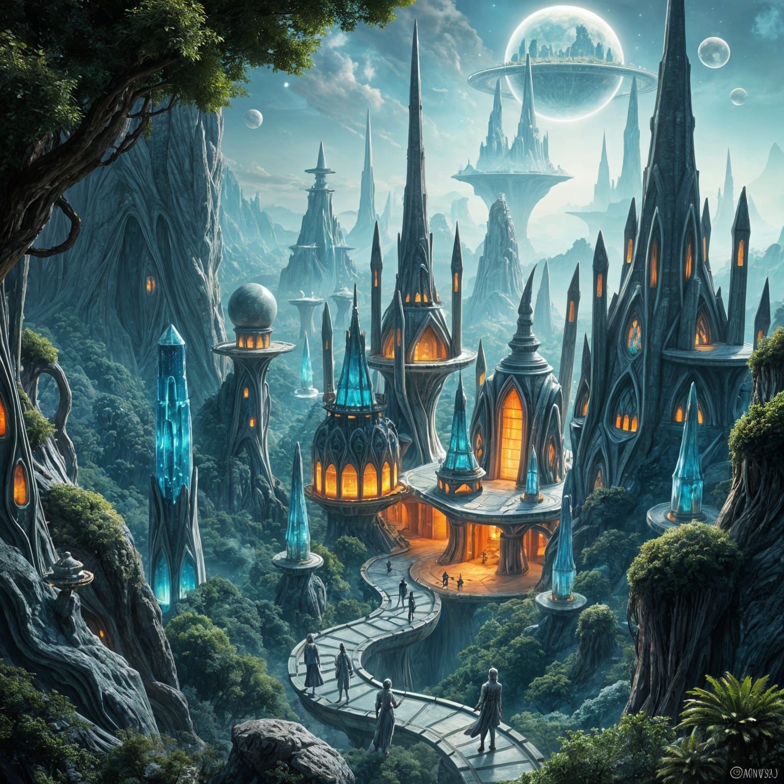 Extraterrestrial City on Distant Planet with Bioluminescent ...