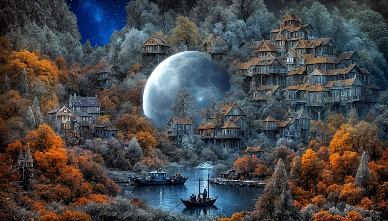 Dreamlike House Under a Starry Night Sky