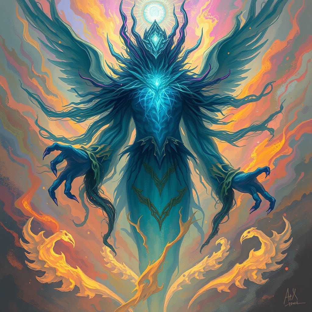 Mystical Being in Vibrant Dreamlike Aura