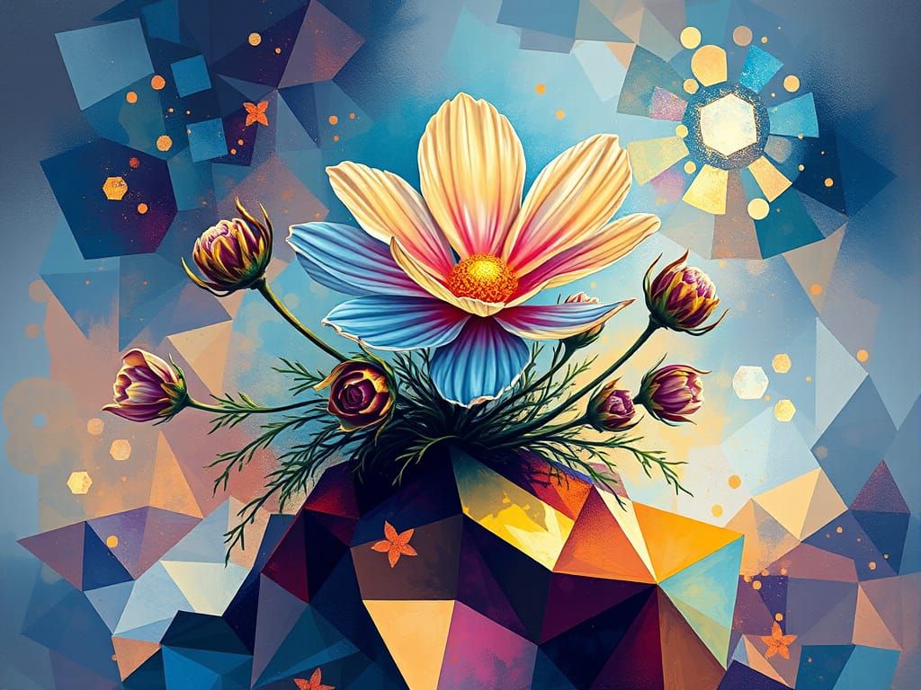 Cosmic Bloom in Vibrant Impasto