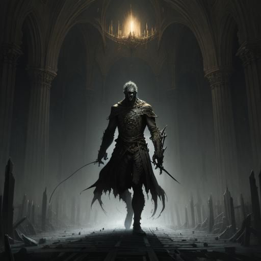 Gothic Horror Engraving with Fantasy Elements