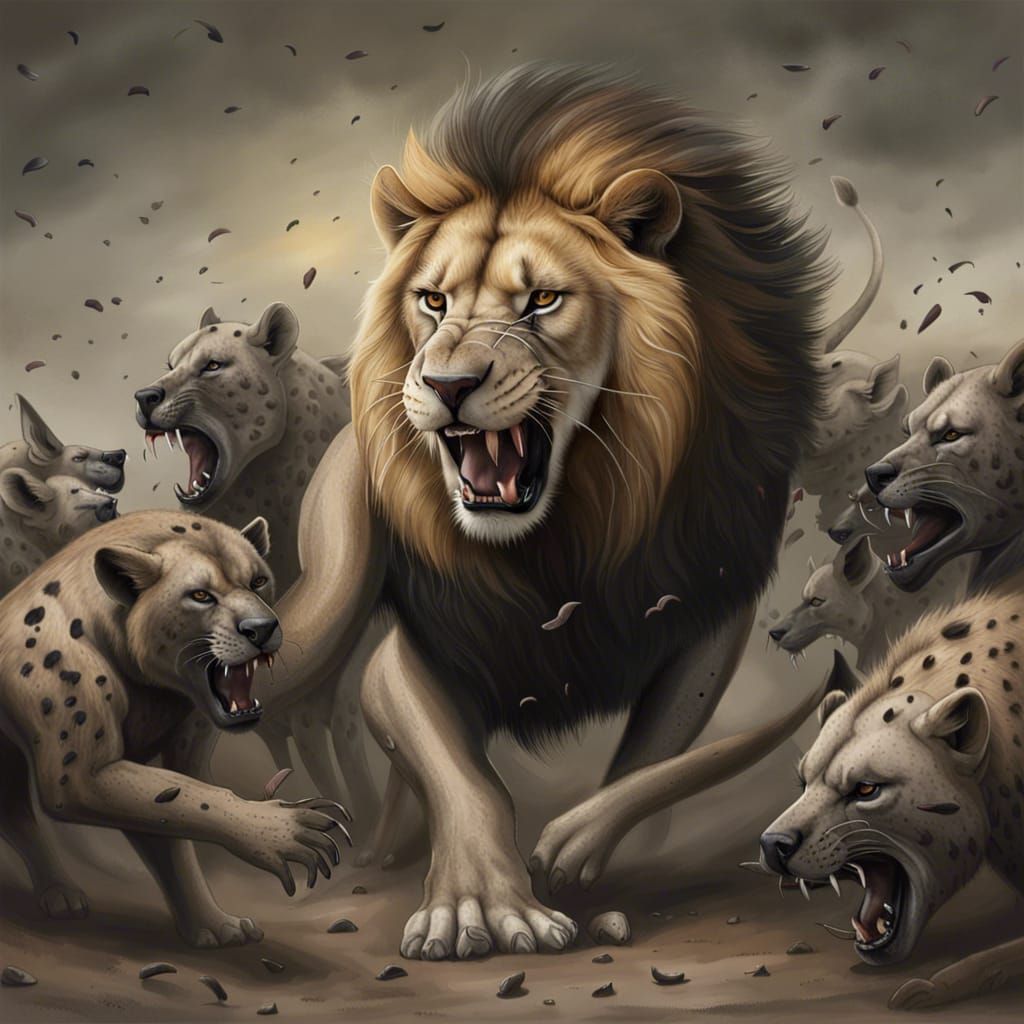 Mufasa fighting the Hyenas at the Elephant Graveyard (V1)