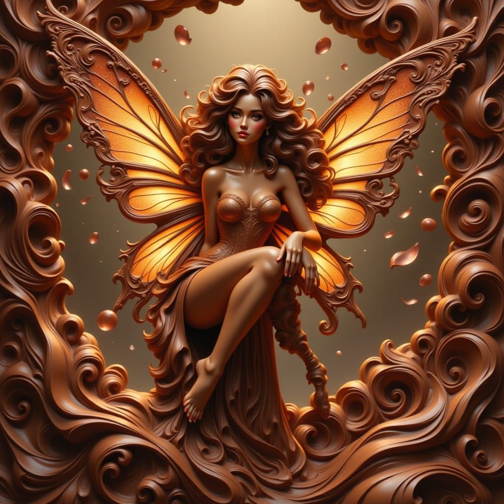 Whimsical Chocolate Faerie in Cosmic Cocoa Nebula