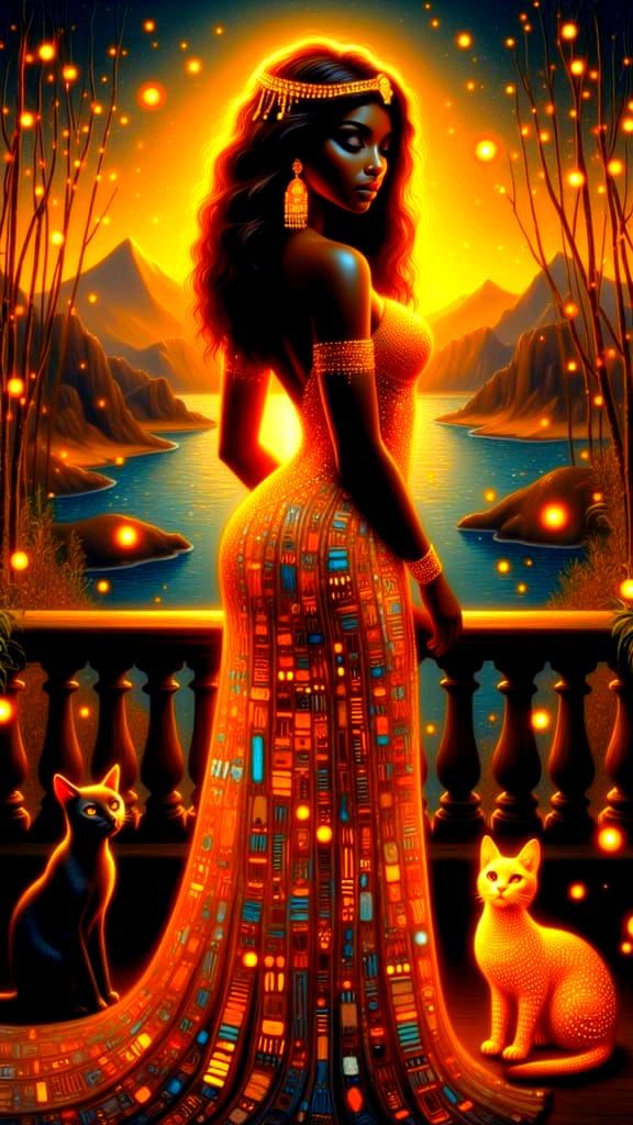 Cleopatra Overlooks the Nile at Sunset