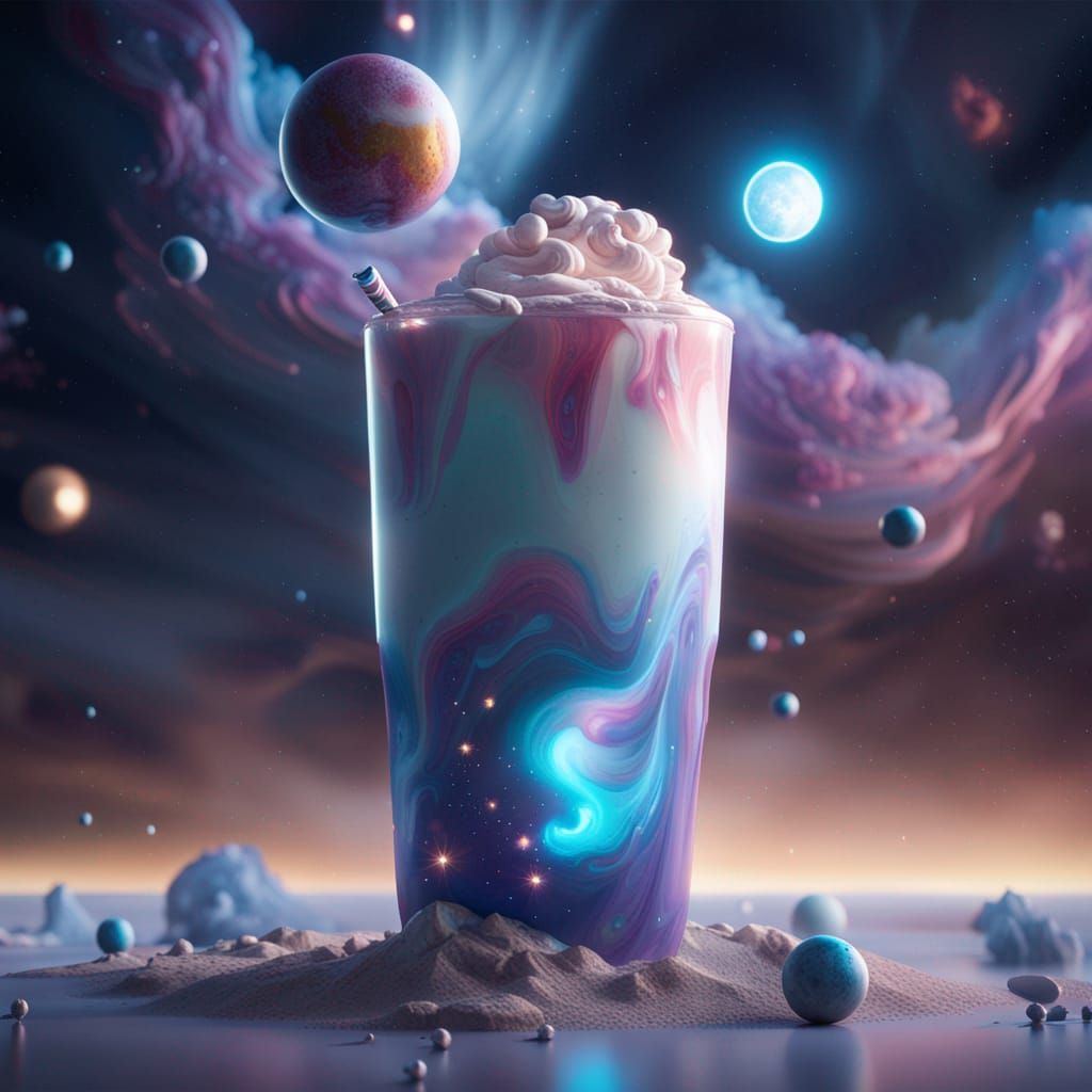 Cosmic Milkshake with Nebula and Planets