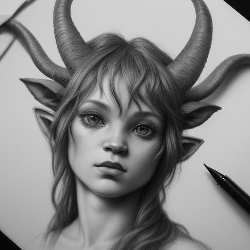 Hyperdetailed Charcoal Drawing of a Faun