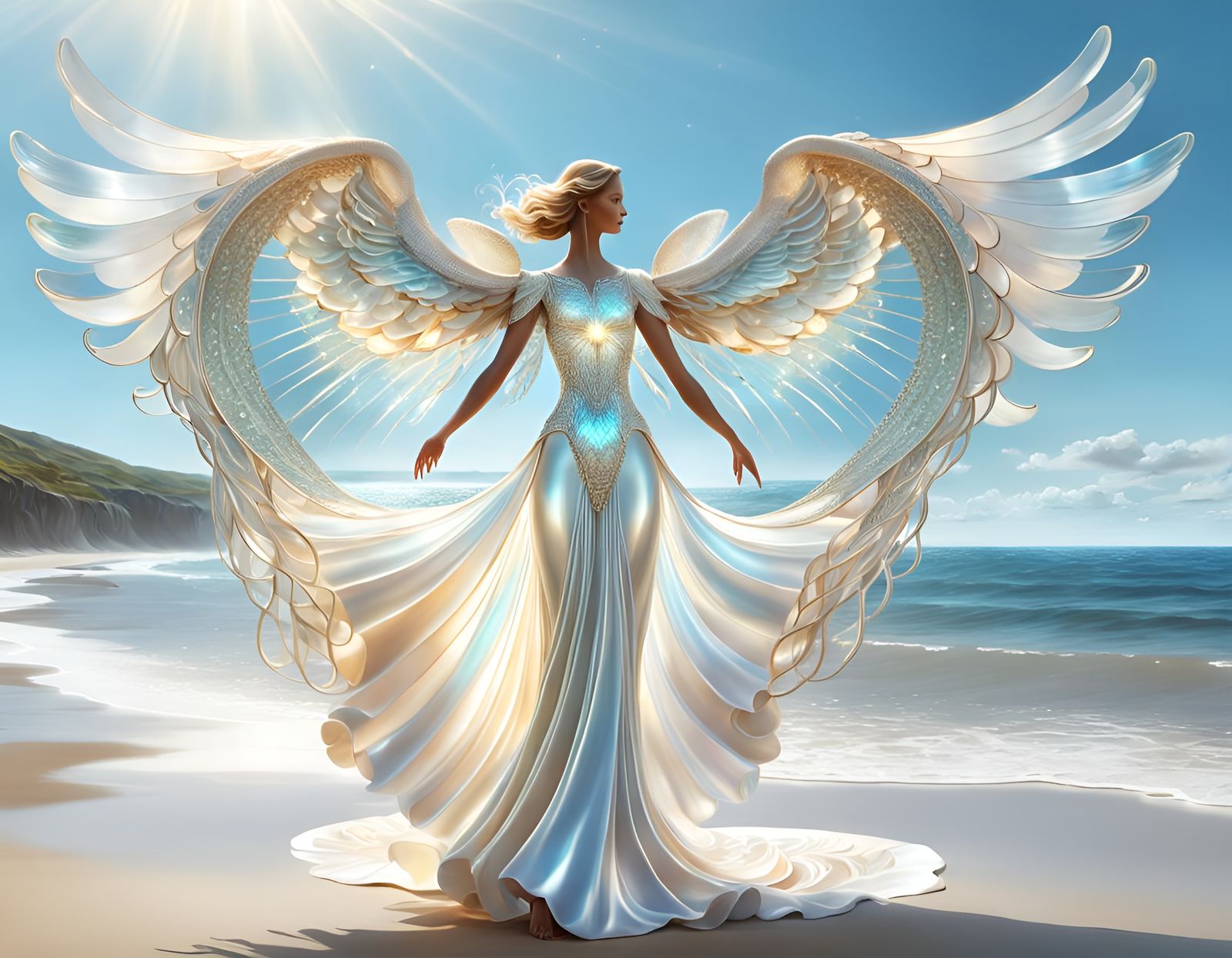 An angel on the beach- created  a year ago -2024