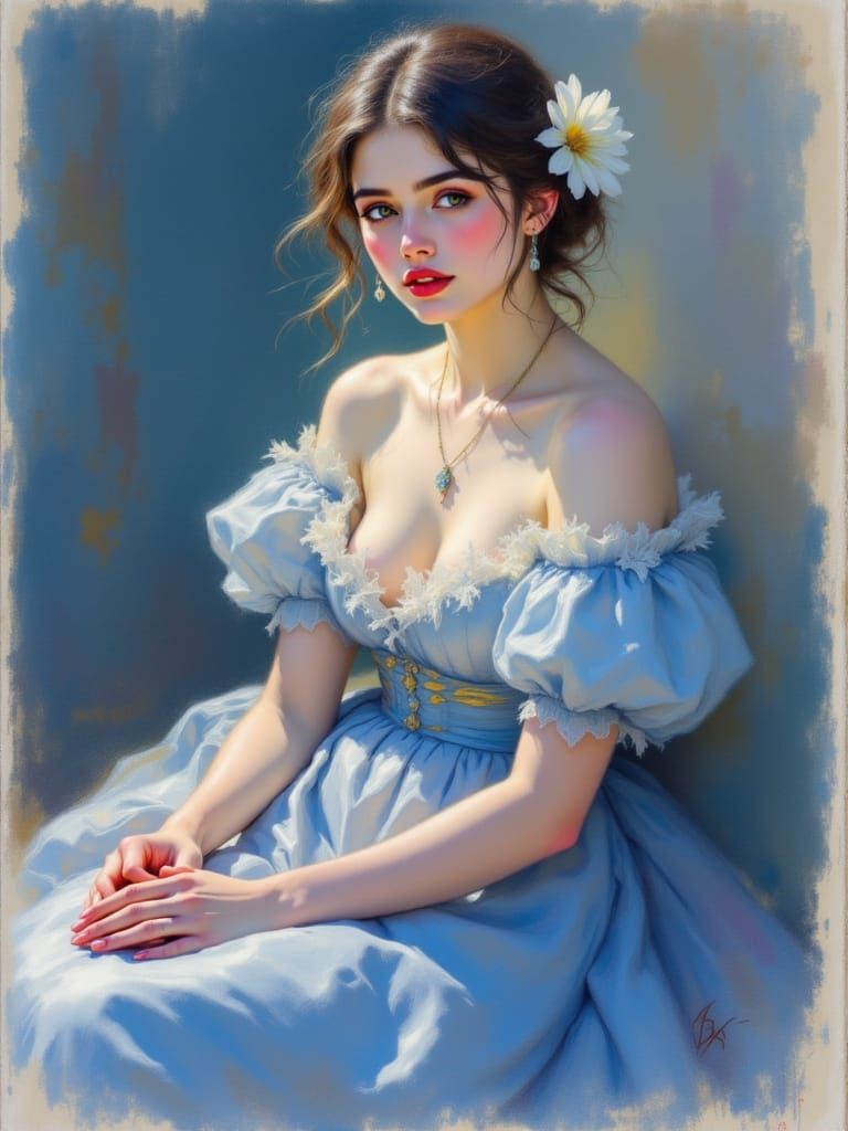 Romantic Portrait of Woman in Neoclassical Style