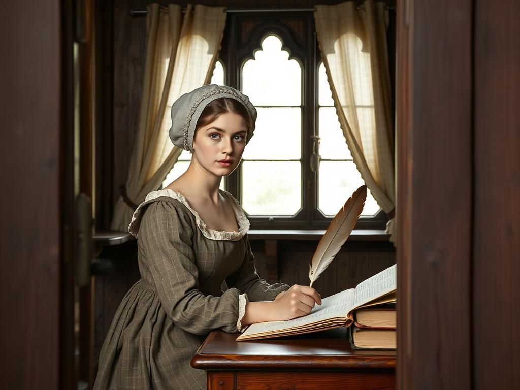 Puritan Poetess at Her Desk