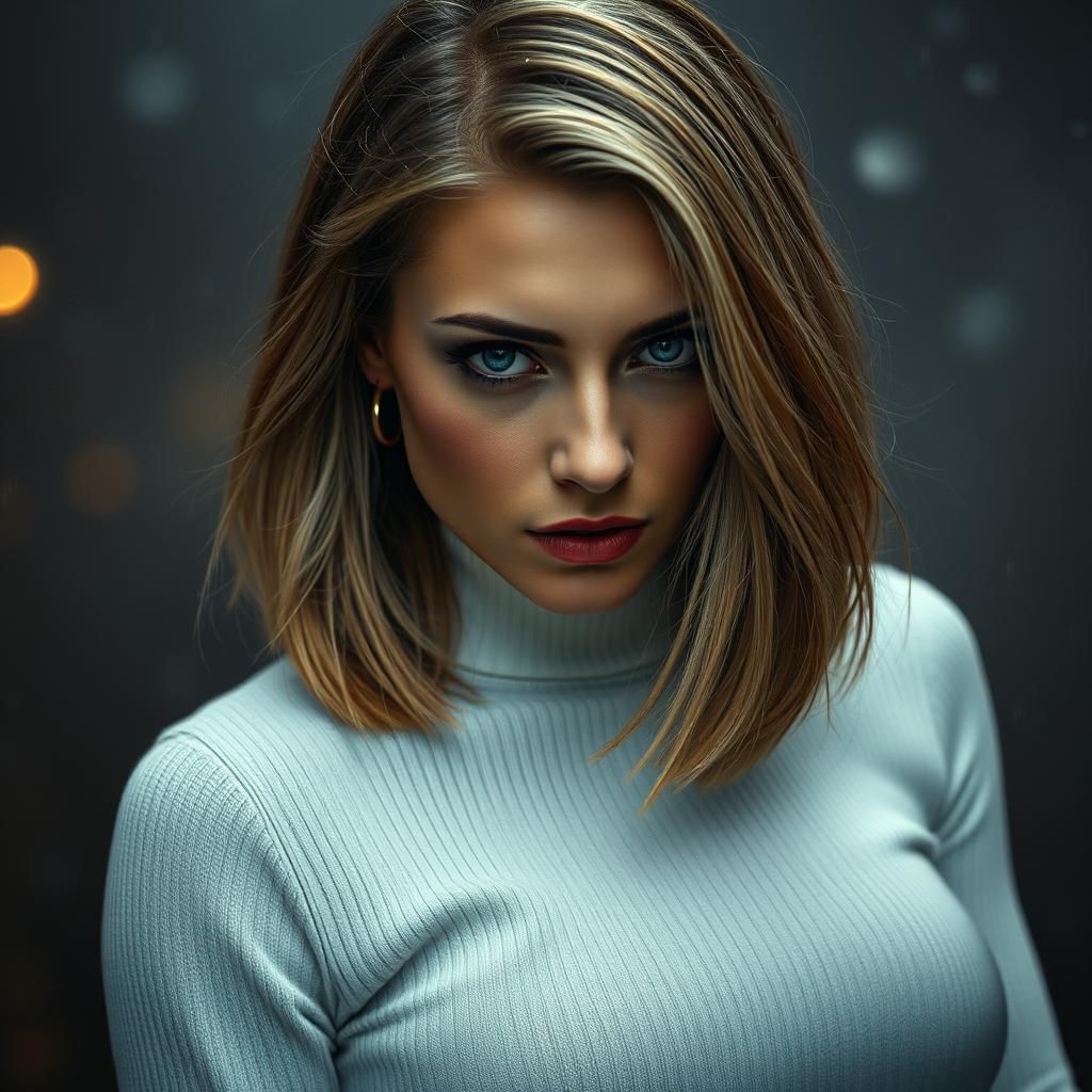 Woman in Latex in Rainy Film Noir Scene