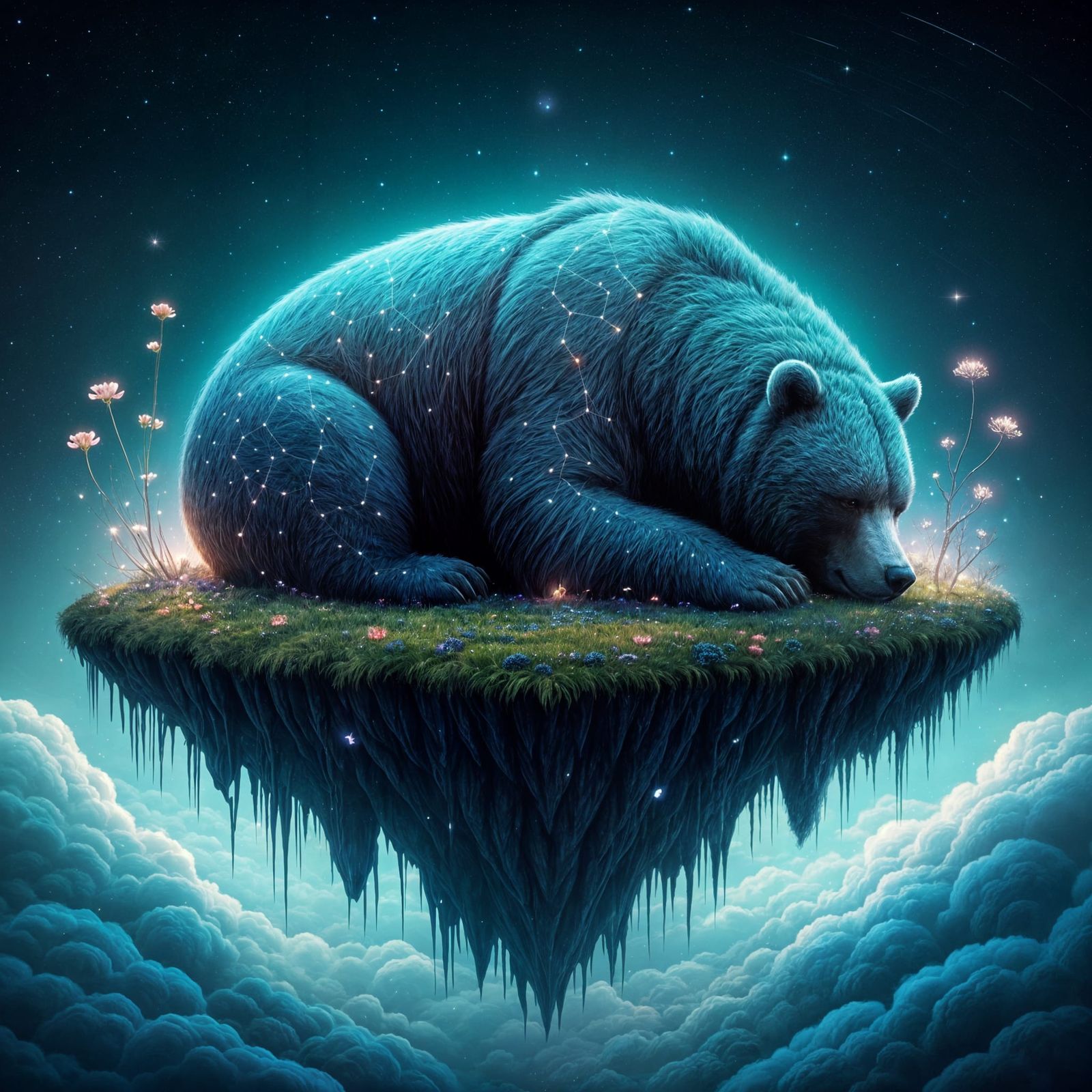 Cosmic Bear Slumbers on Cloud Island