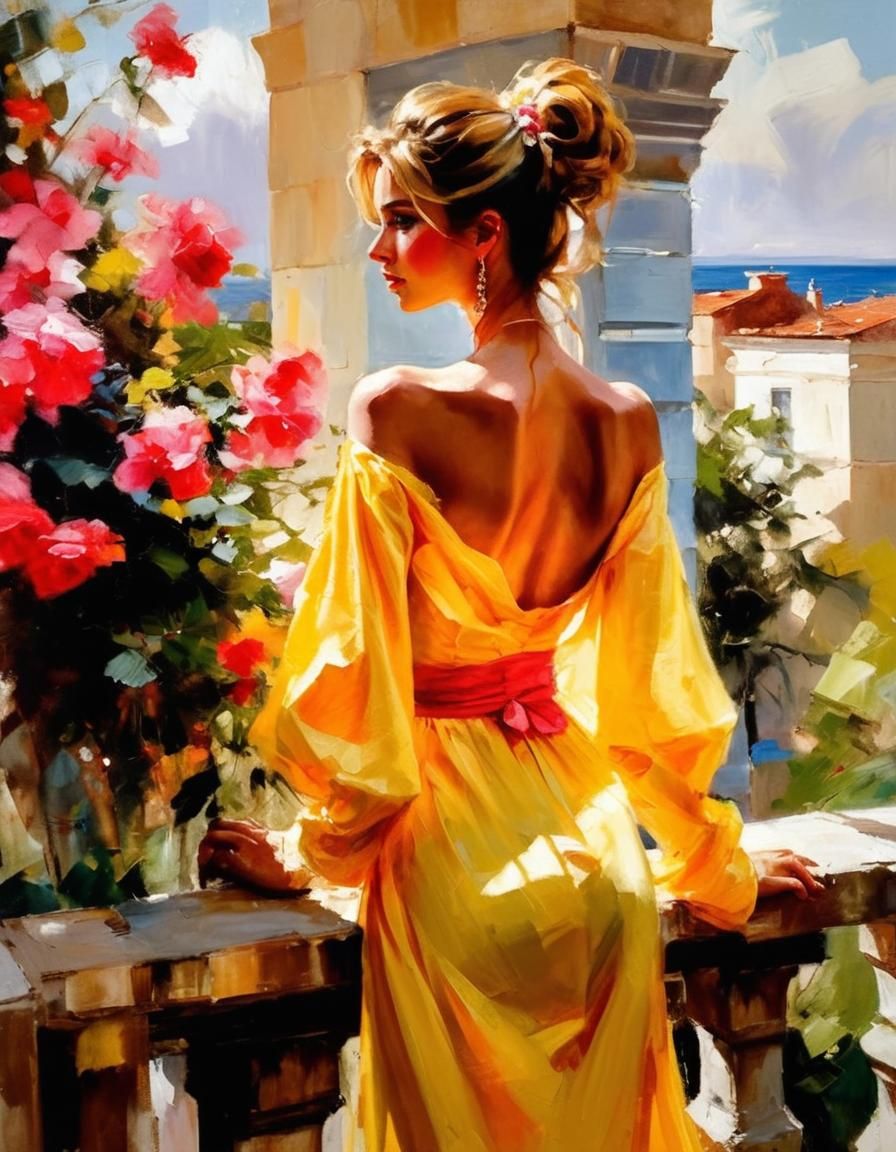 Expressionist Oil Painting of a Woman by a Window