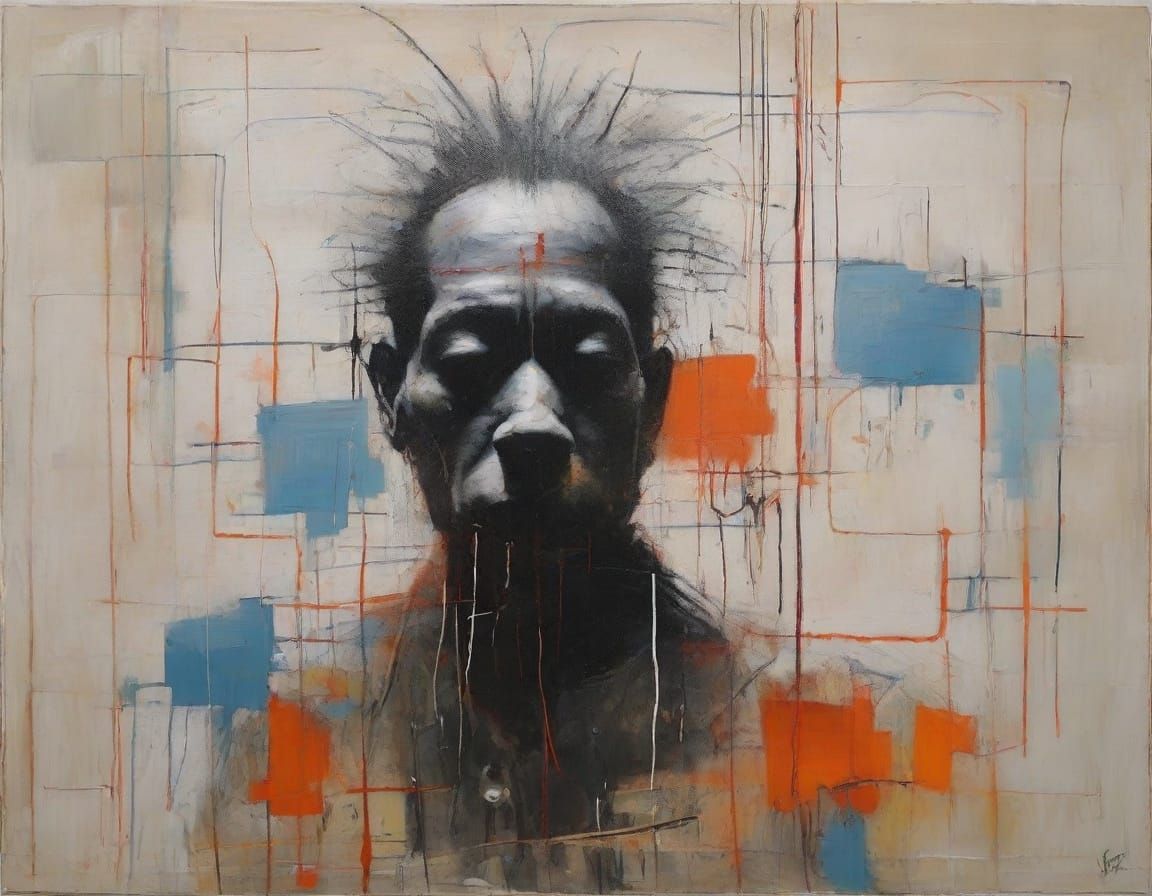 Mad Scientist in Defeat, Heavy Oil Painting in Film Noir Sty...