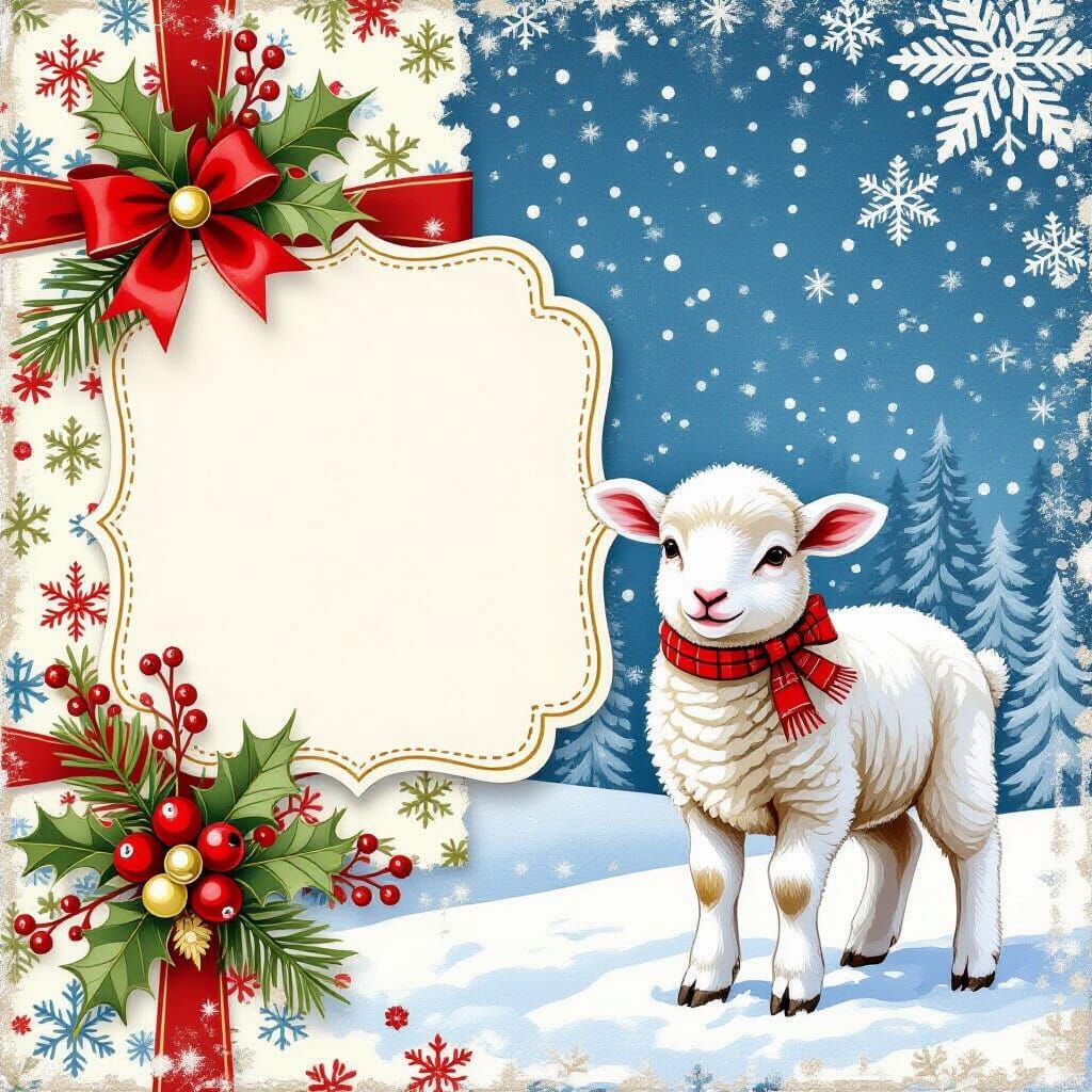 Festive Christmas Scrapbook Page with Snowy Lamb