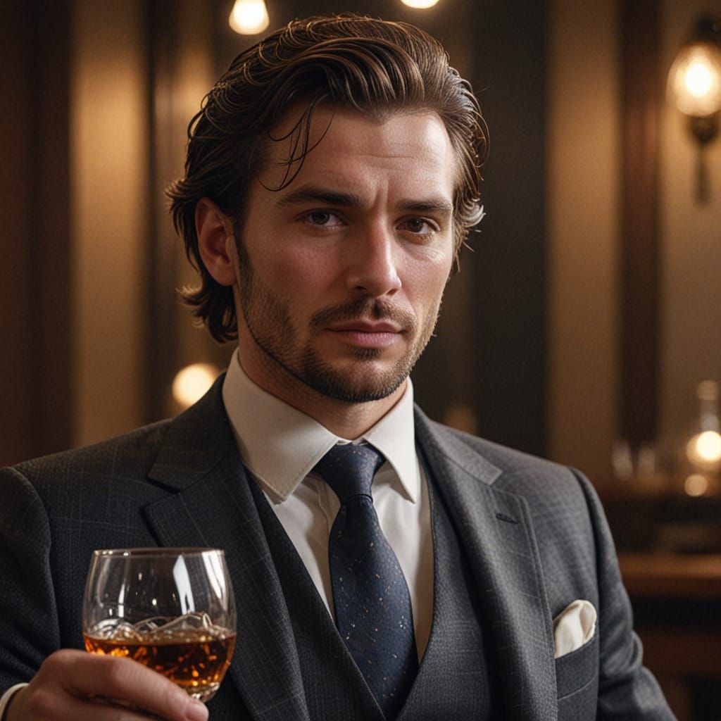 Elegant Man in a Smoky Room