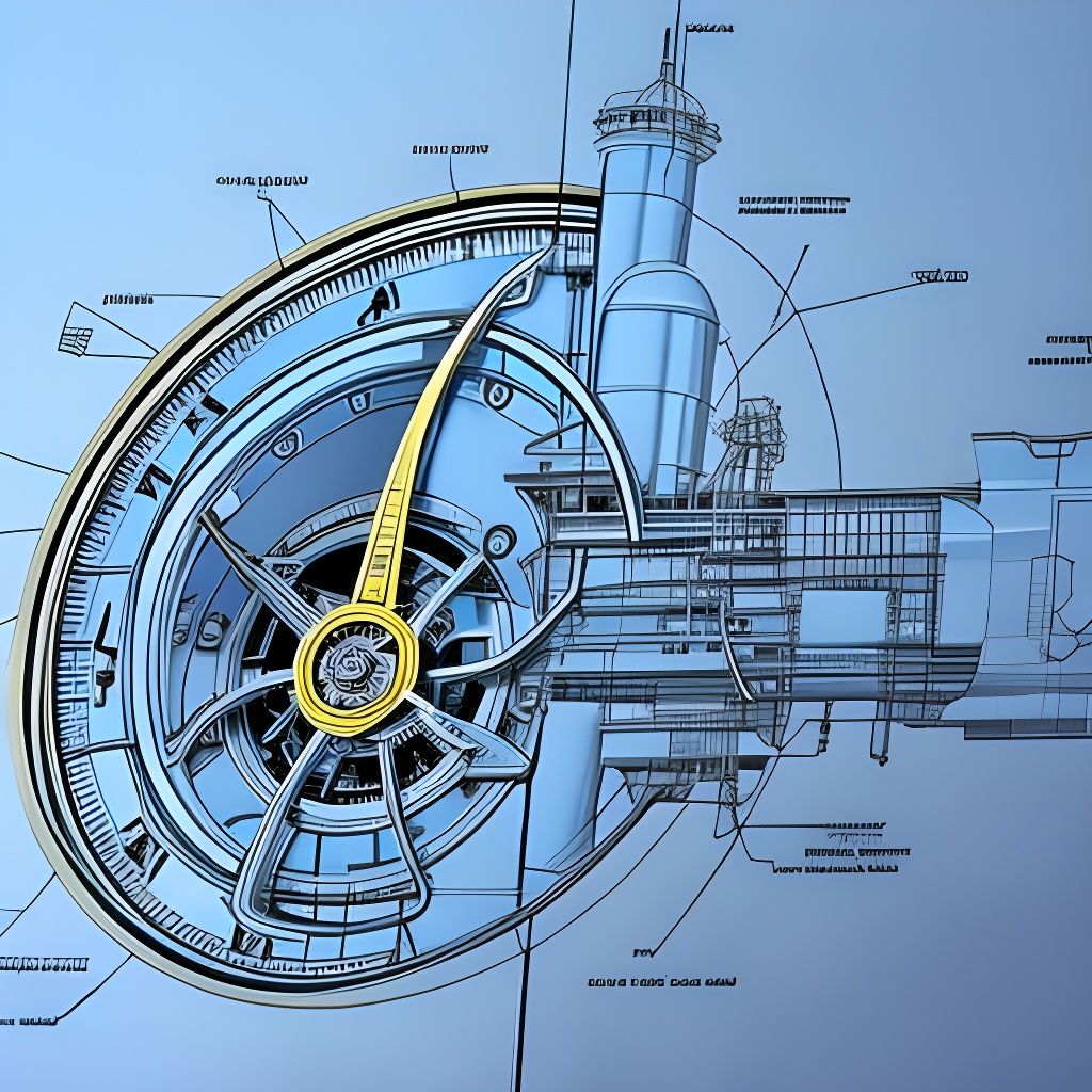 Detailed Clock Blueprints: Hyperrealistic Technical Drawing