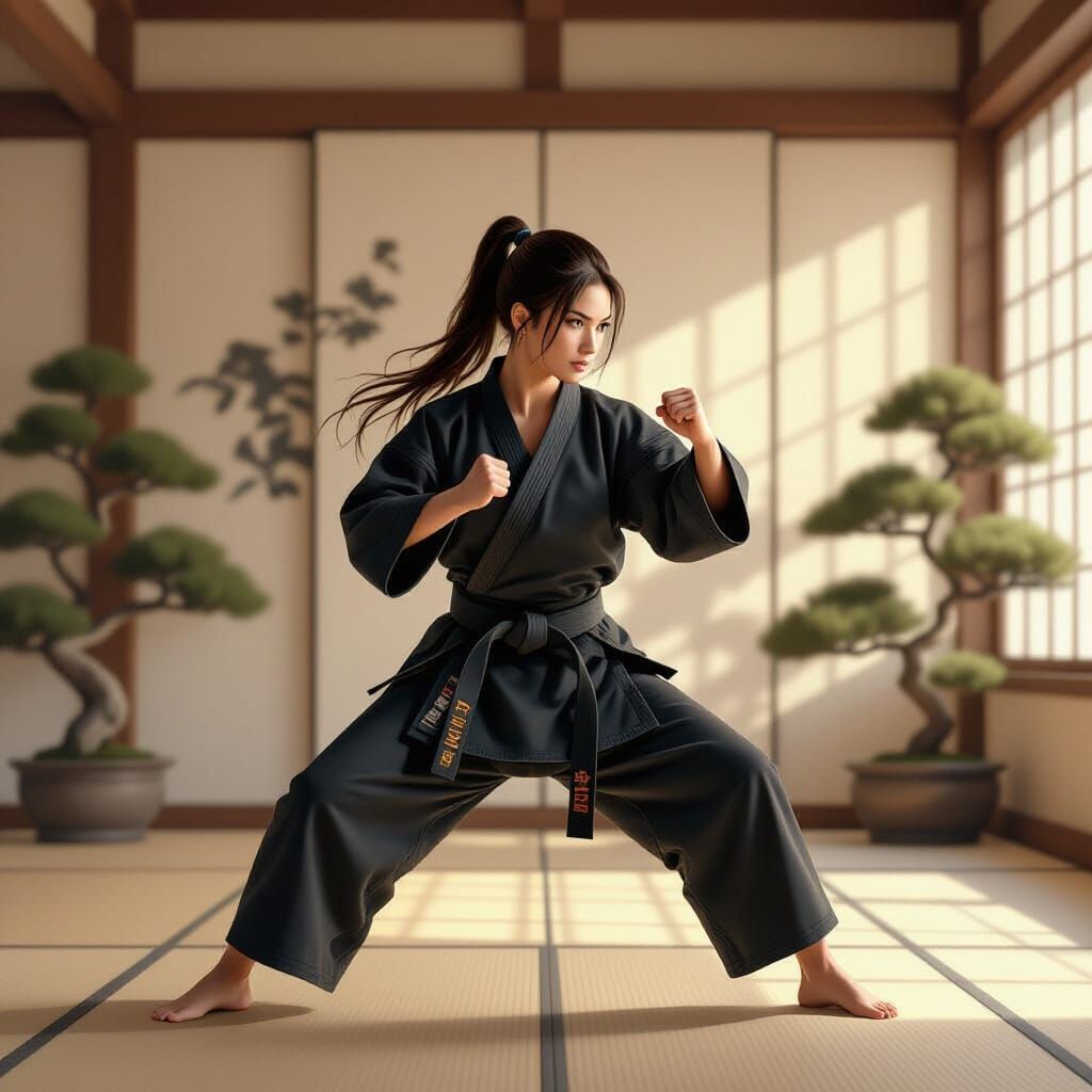 Karateka in Dojo: Realistic Cinematic Martial Arts