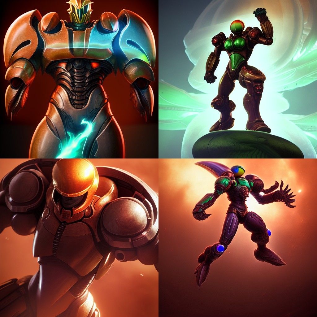 Hyperrealistic Samus Aran Knight Portrait in Biopunk Style