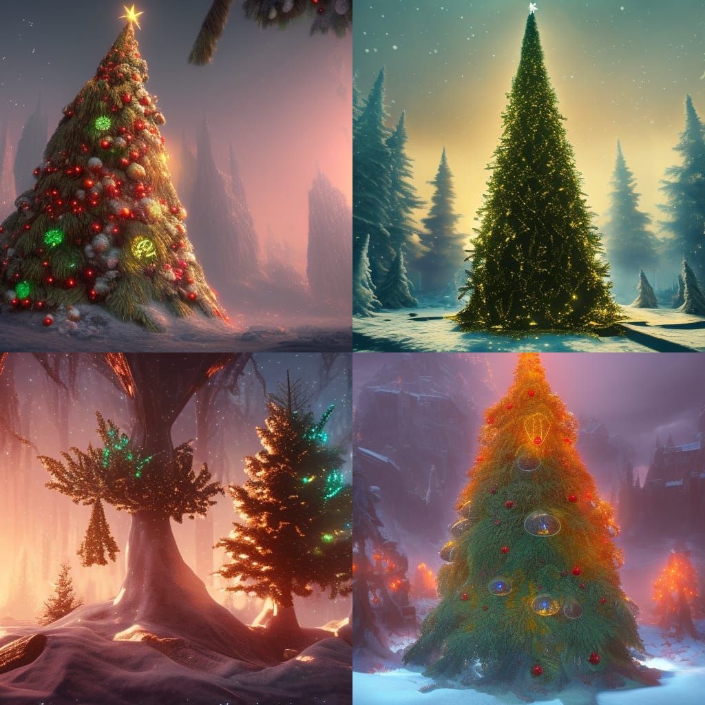 Detailed Christmas Tree Matte Painting