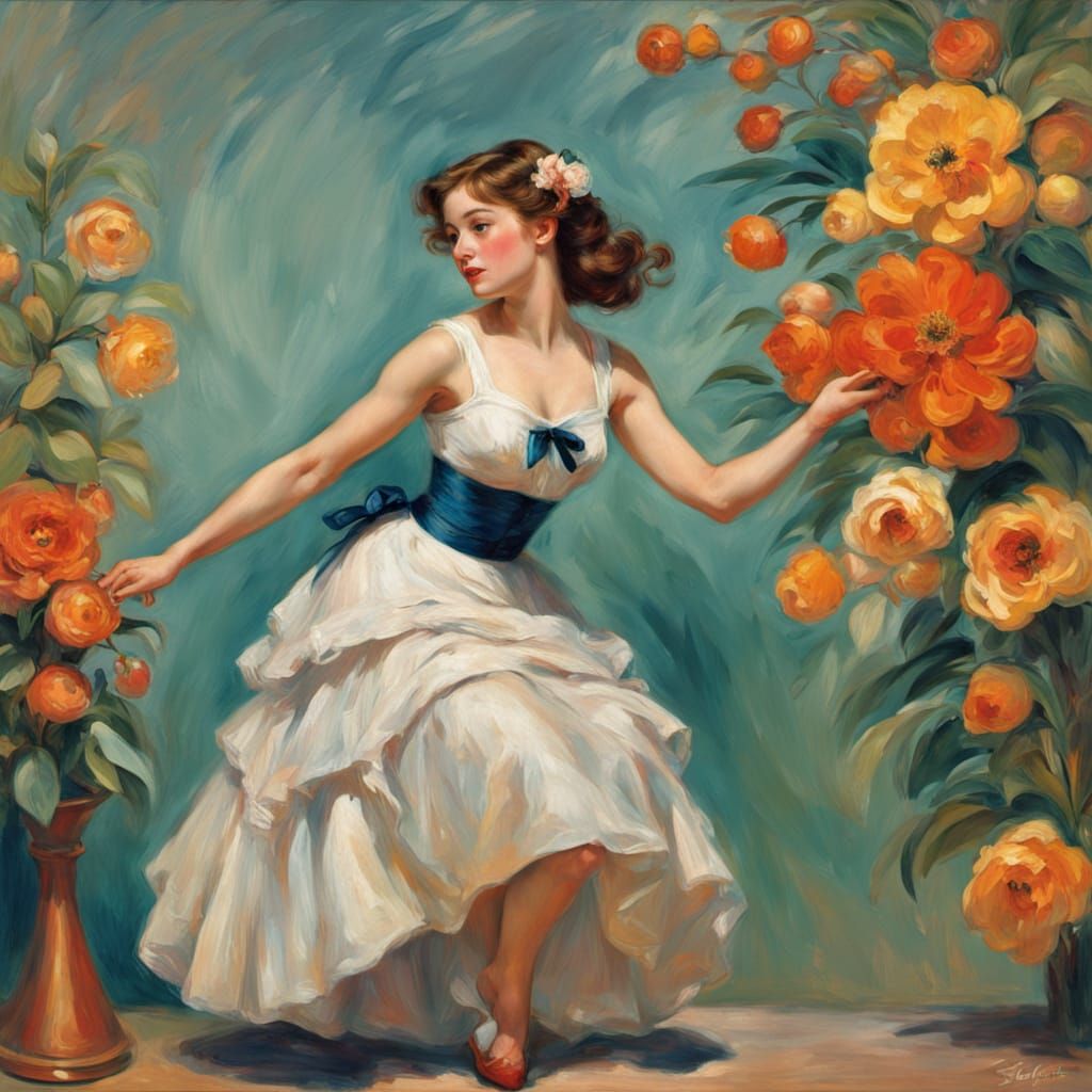 Hyperreal Impasto Pin-Up in Vibrant Colors