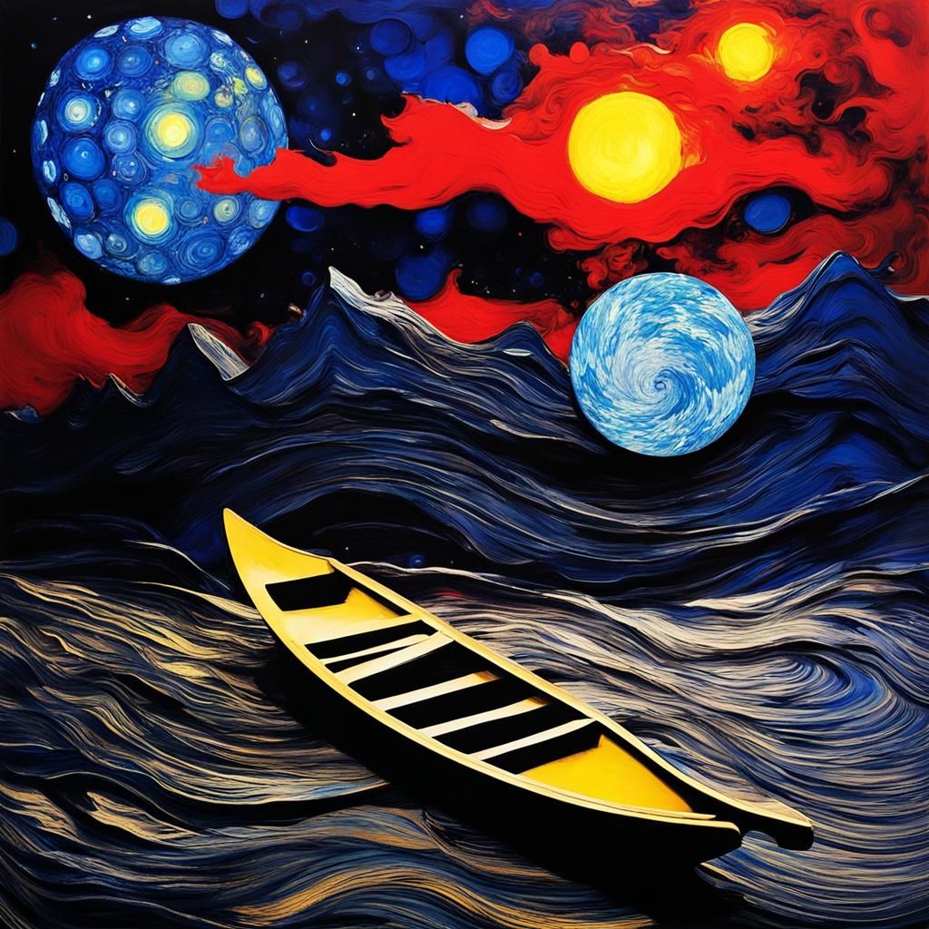 Peter Pan and Fairy in Van Gogh Rayograph