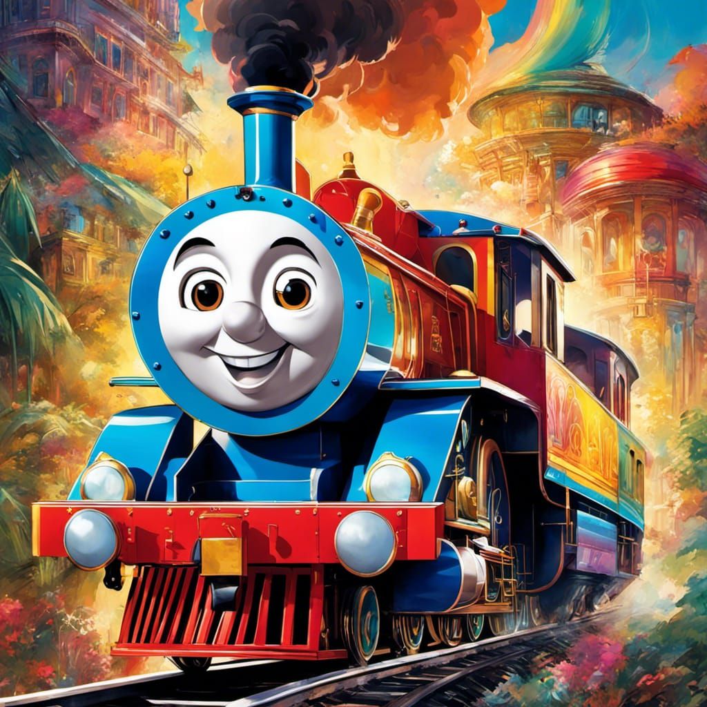 Happy Colorful Choo Choo Train Portrait