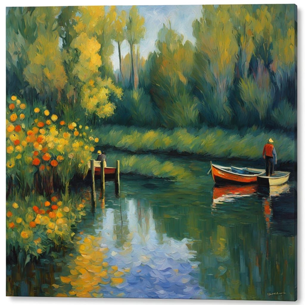 Vibrant Impasto Painting of a Tiny Jetty