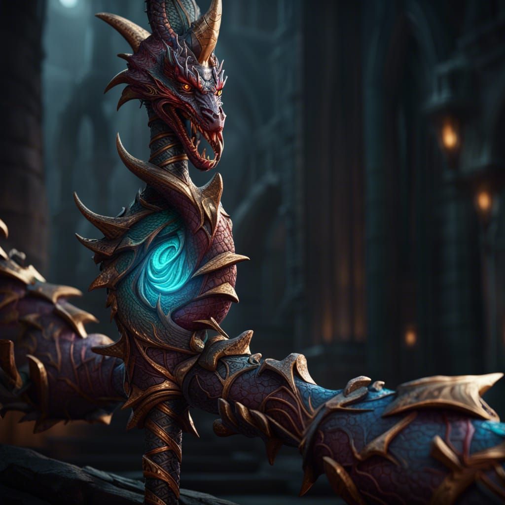 Detailed Dragon Claw Staff: Fantasy Concept Art