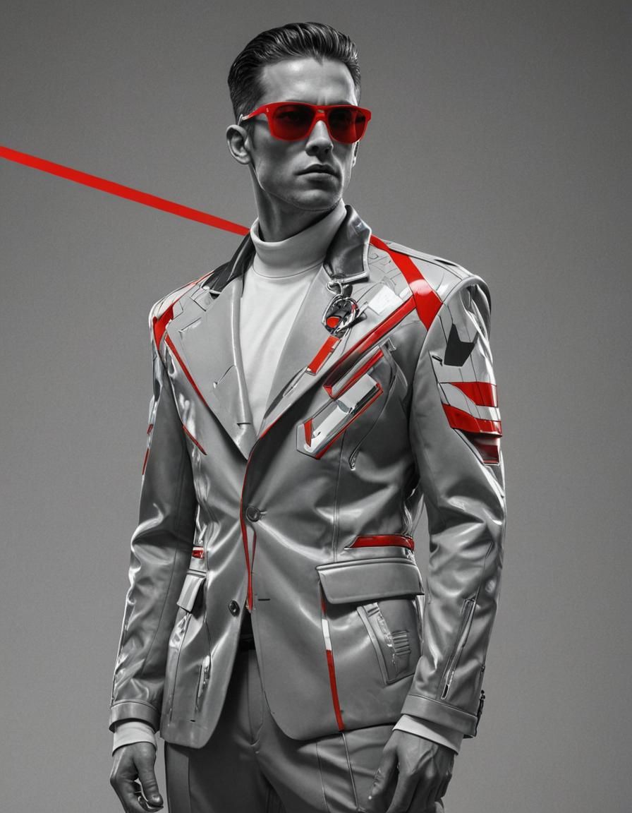 Futuristic Man with Red Sunglasses in Fauvist Style