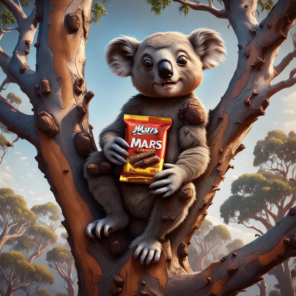 Koala's Unexpected Treat: Detailed Matte Painting