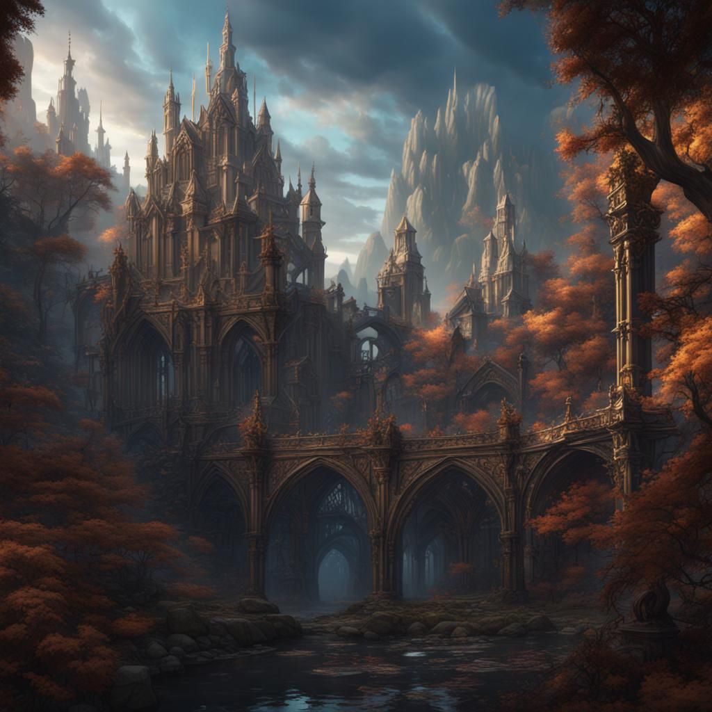 Fantastical Castle Detailed Matte Painting