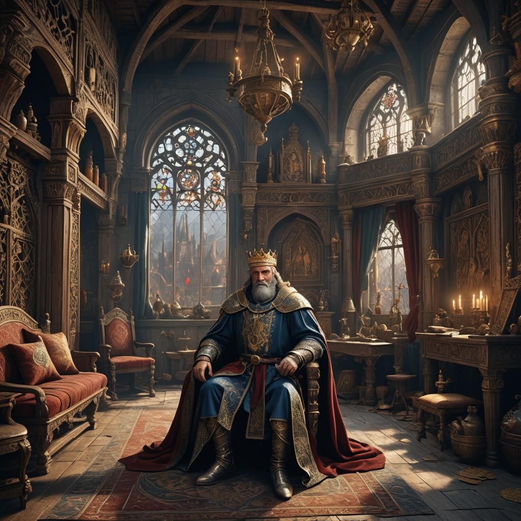 Middle Ages King in Detailed Matte Painting