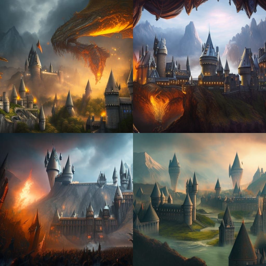 The Battle of Hogwarts: Detailed Matte Painting
