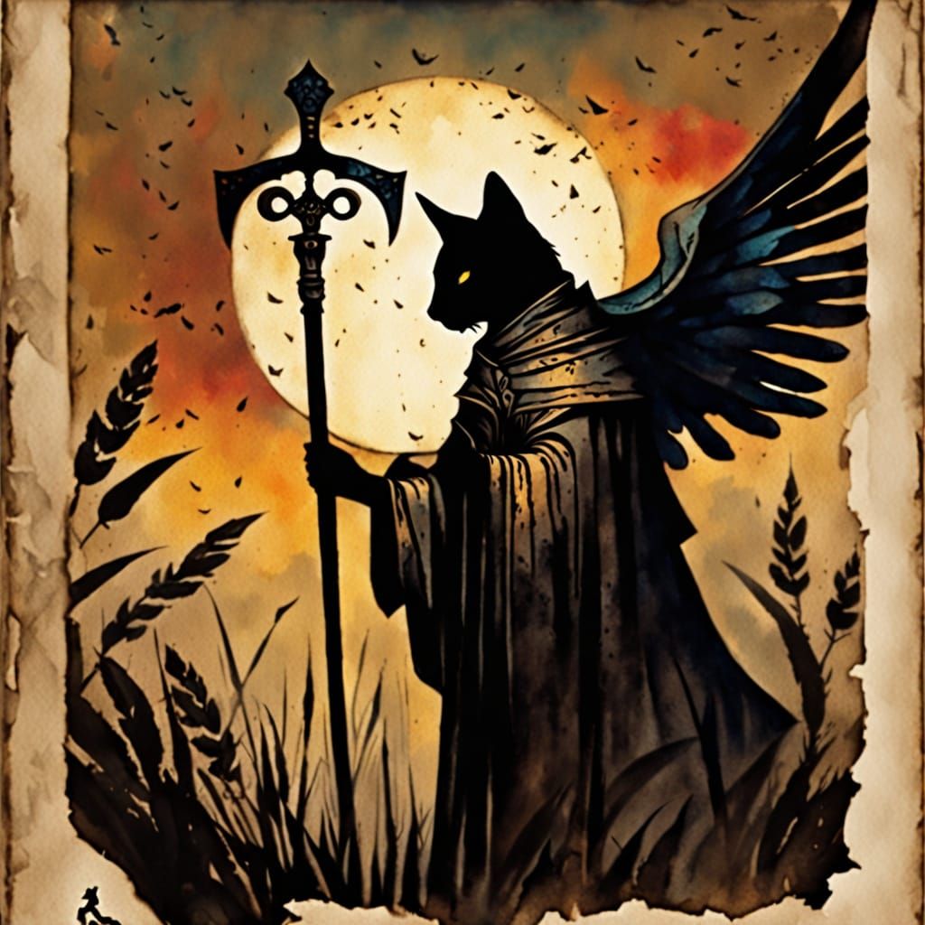 Ethereal Angel CAT of Death in a Forgotten Cemetery