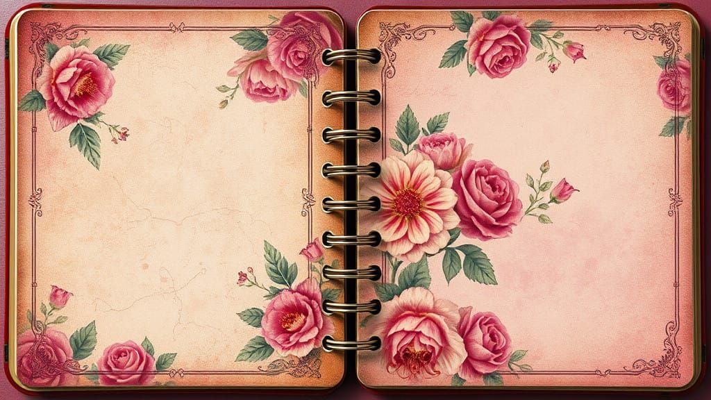 Vintage Floral Fantasy Journal in Detailed Matte Painting