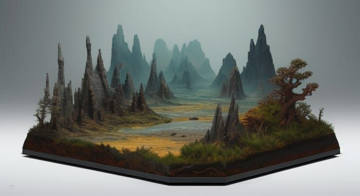 Surreal Exoplanet Diorama in Miniature Scale