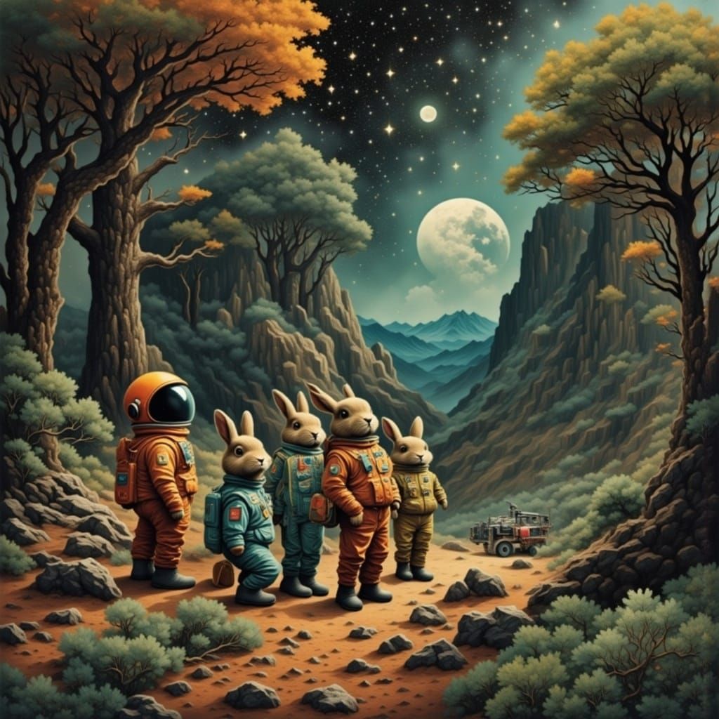 Cosmic Bunny Astronauts on Mars