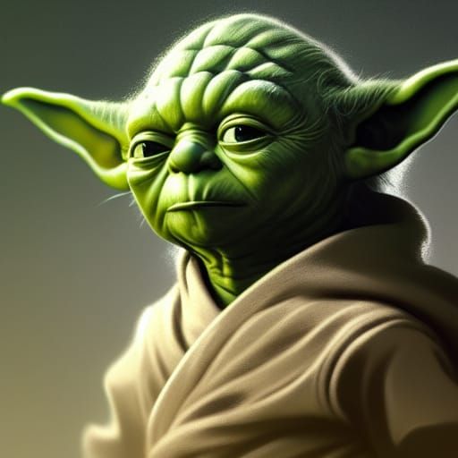 Yoda Portrait with Green Lightsaber