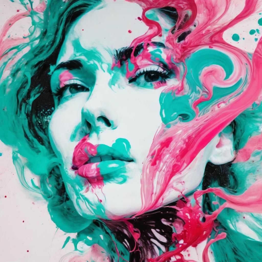 Abstract Acrylic Portrait of a Beautiful Woman