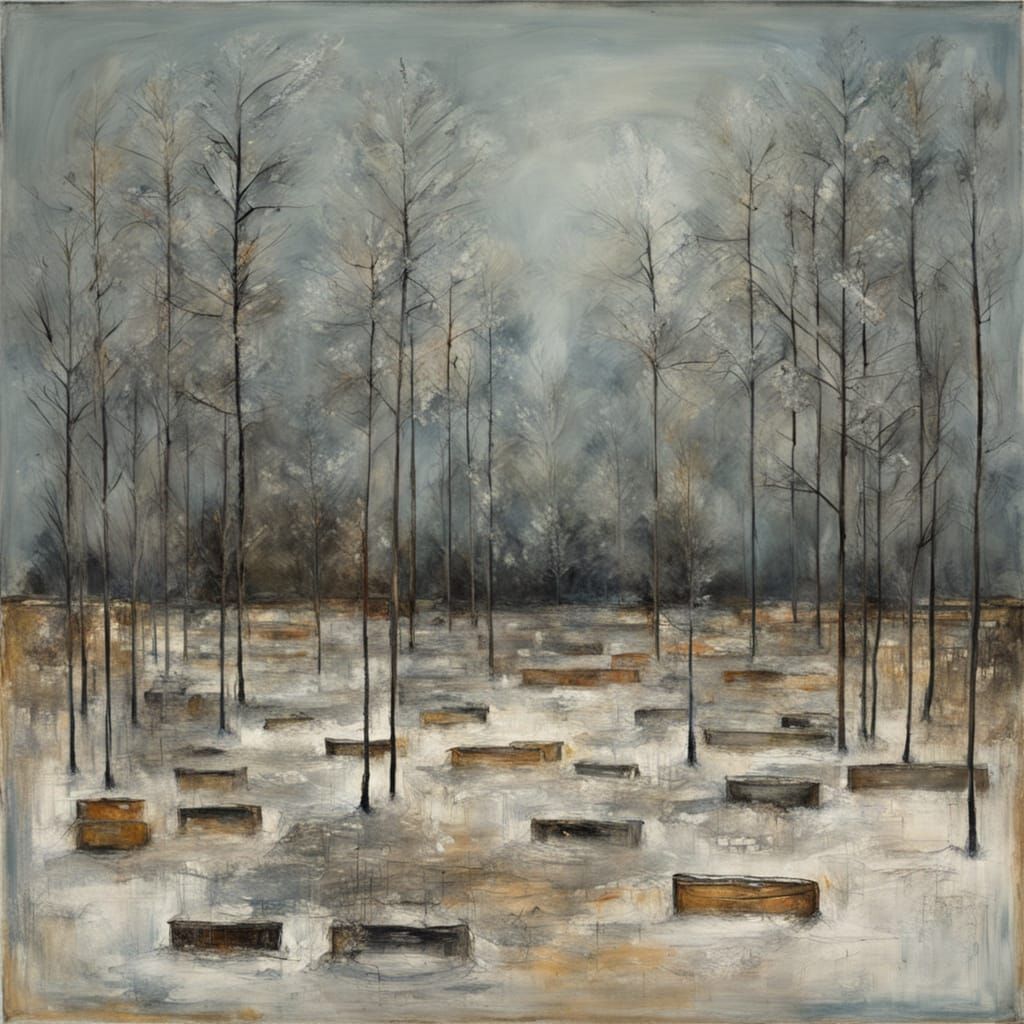 Ethereal Winter Garden Blooms in Abstract Splendor