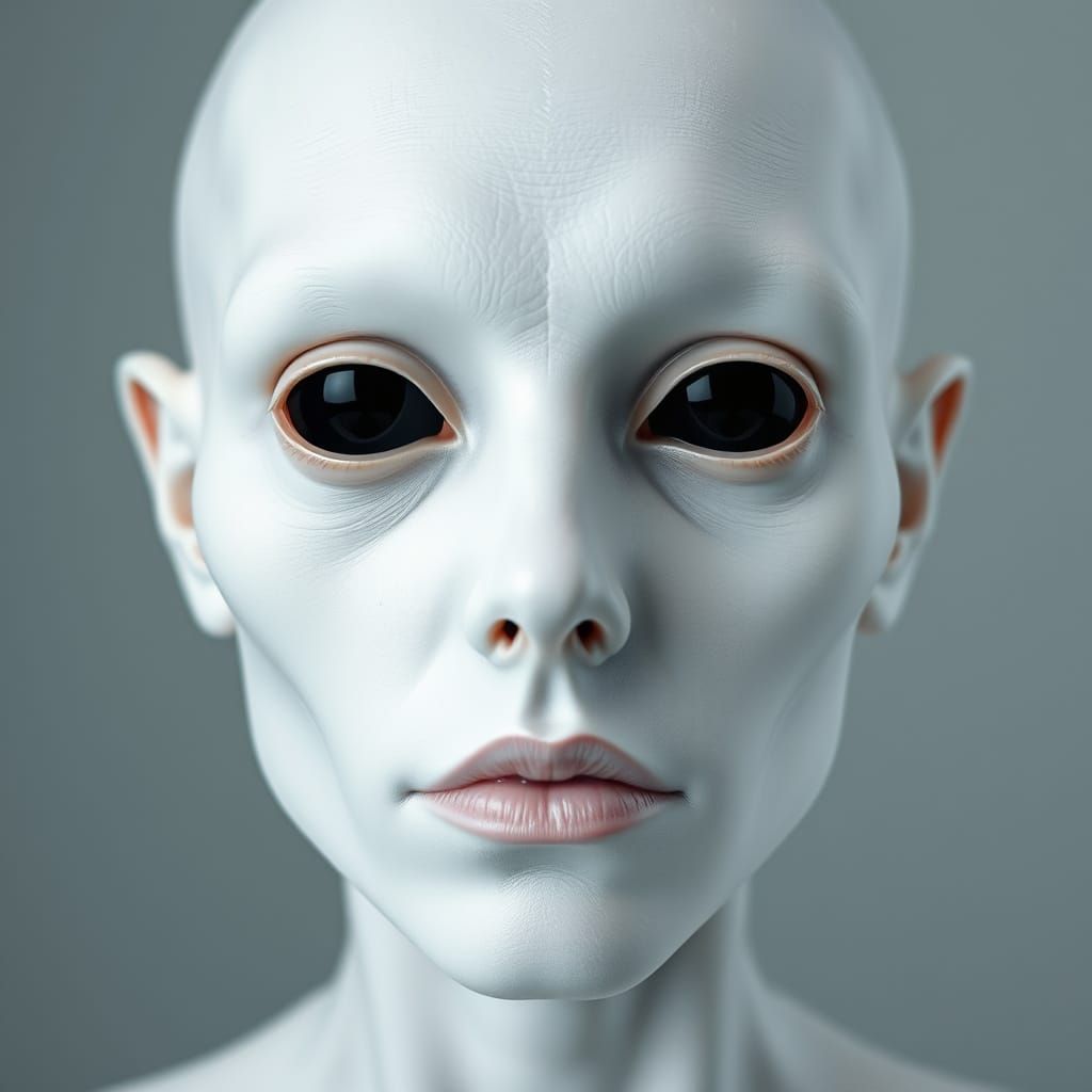 Uncanny Anatomy Study: Void Gaze in Medical Albinism Style