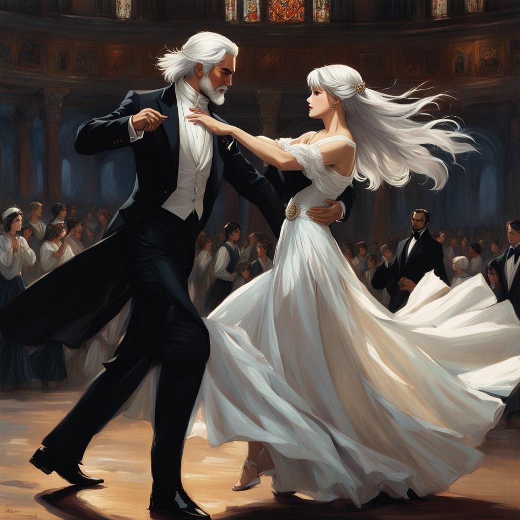 Dancing Couple in Anime Style with Chiaroscuro