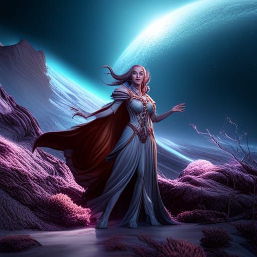 Space Witch in Detailed Matte Painting