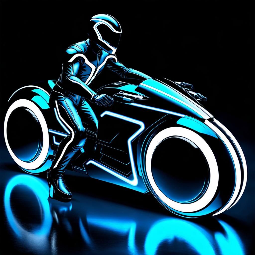 Futuristic Lightcycle Racing Through a Tron-Inspired World